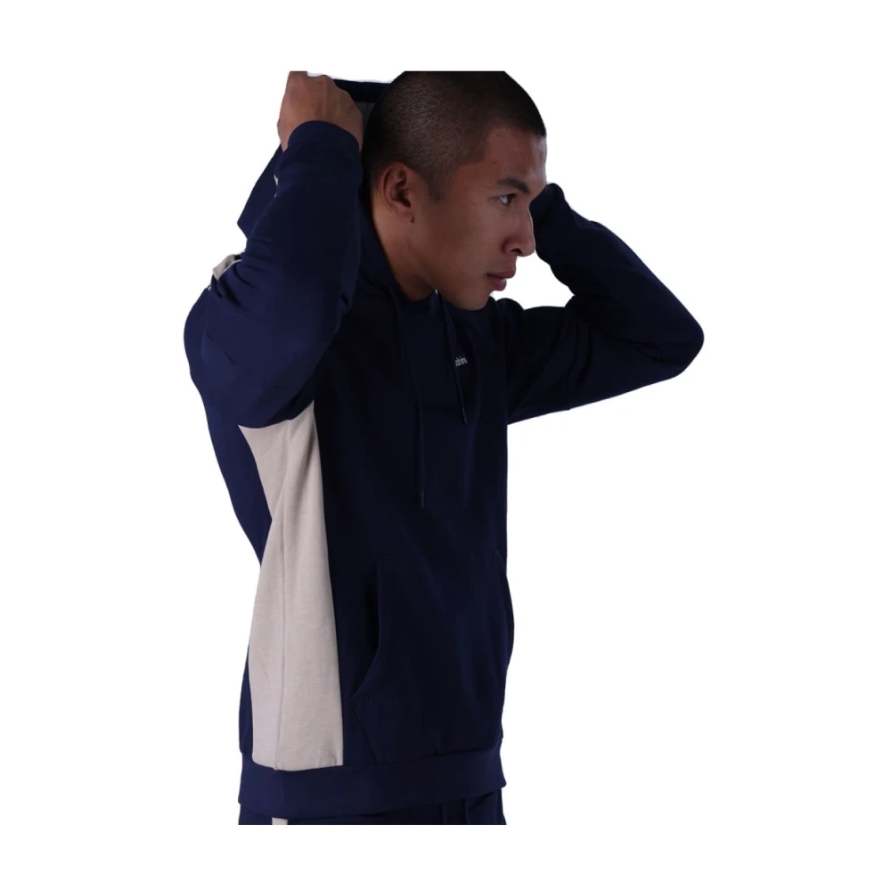 Sergio Tacchini Blauwe Logo Hoodie Zijstreep Blue Heren