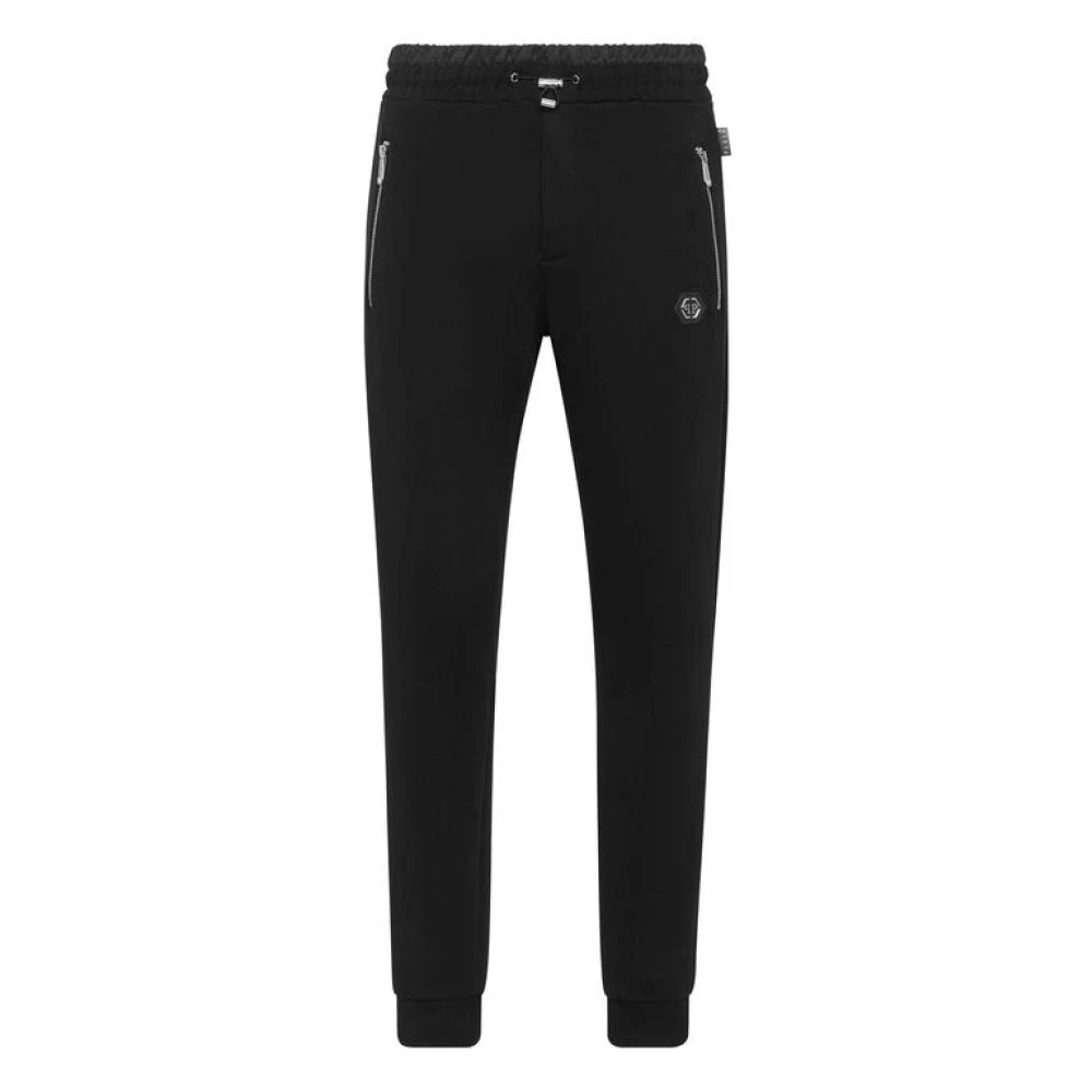 Philipp Plein Zwarte jogging fleece broek speciale stiksels Black Heren