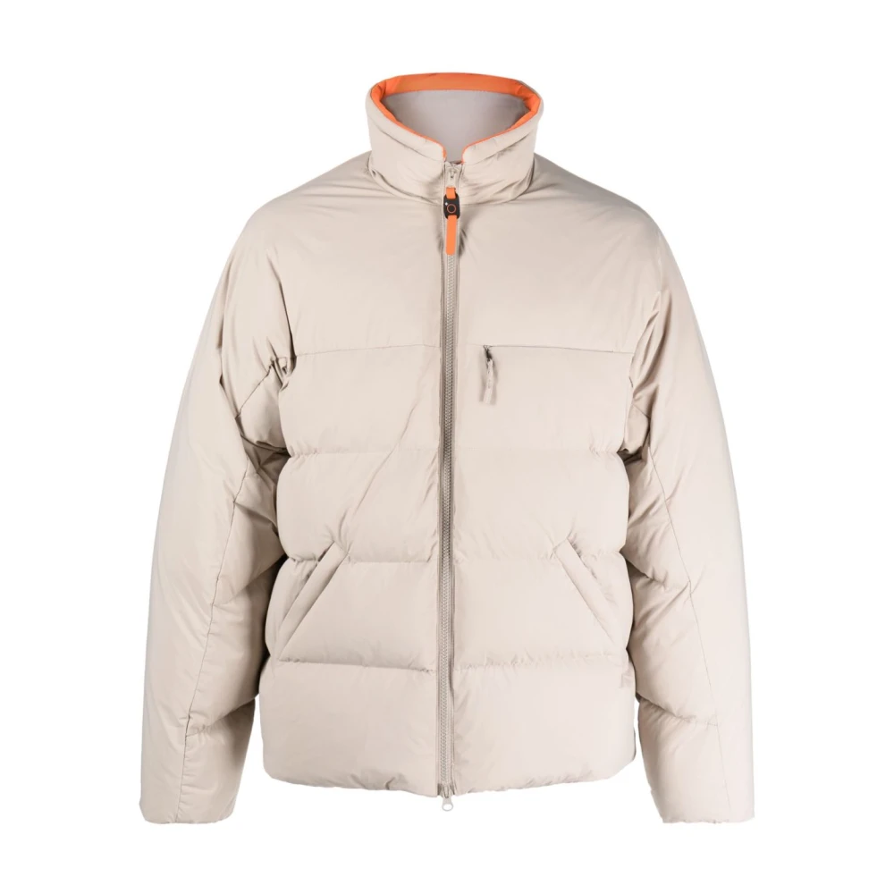 Junya Watanabe Gewatteerde Hoge Hals Rits Jas Beige Heren