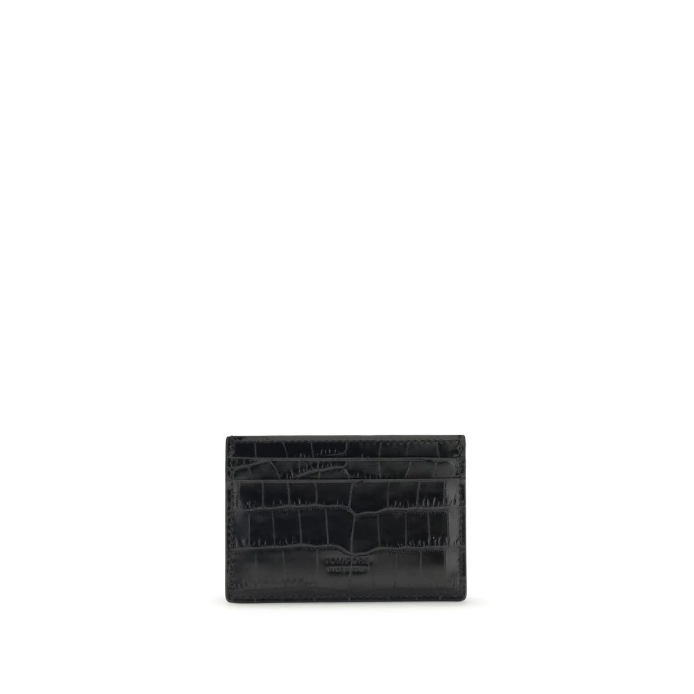 Tom Ford Men's Black Wallets & Cardholders, One Size, Croco Print Card Holder