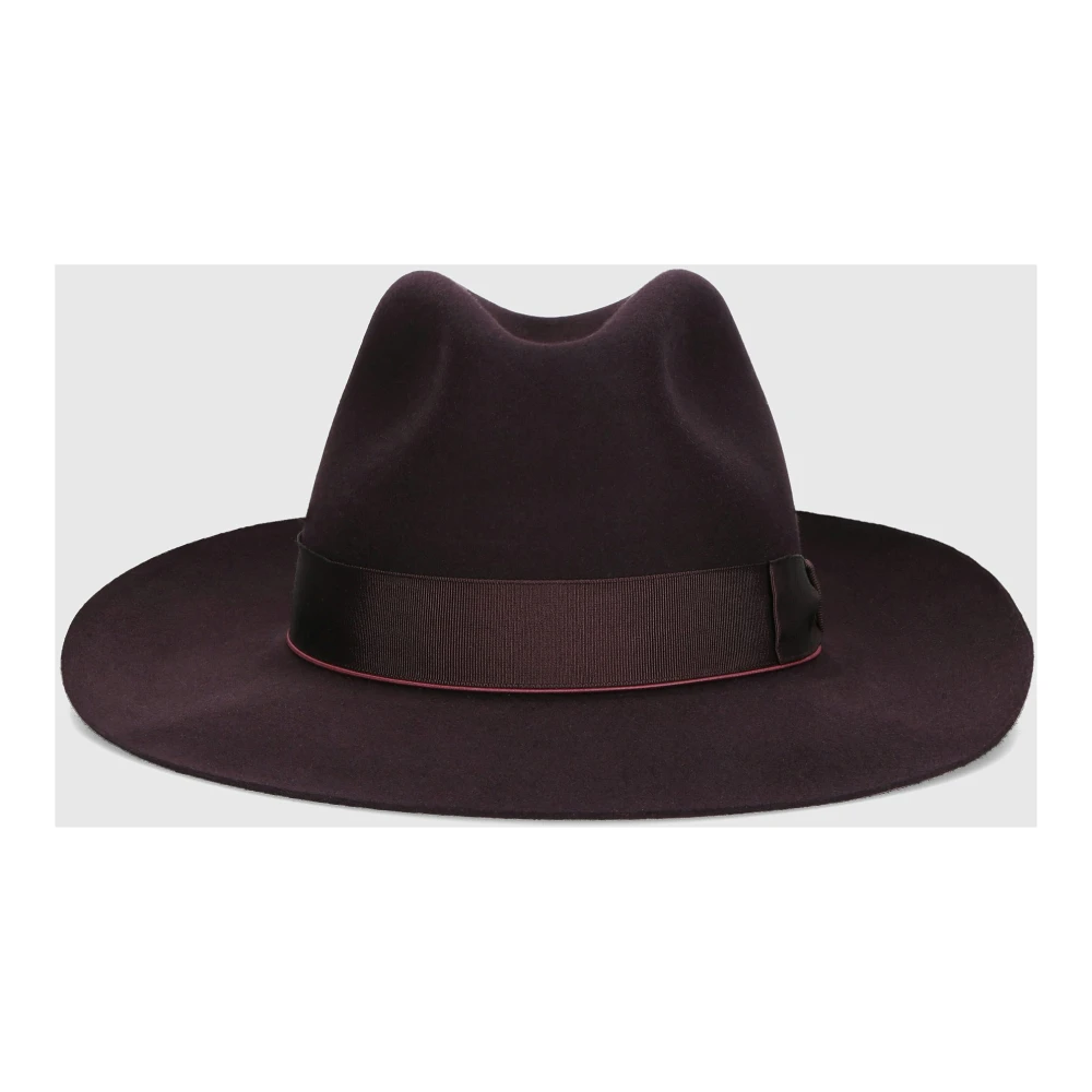 Borsalino Vilt Breedgerande Hoed Purple Heren