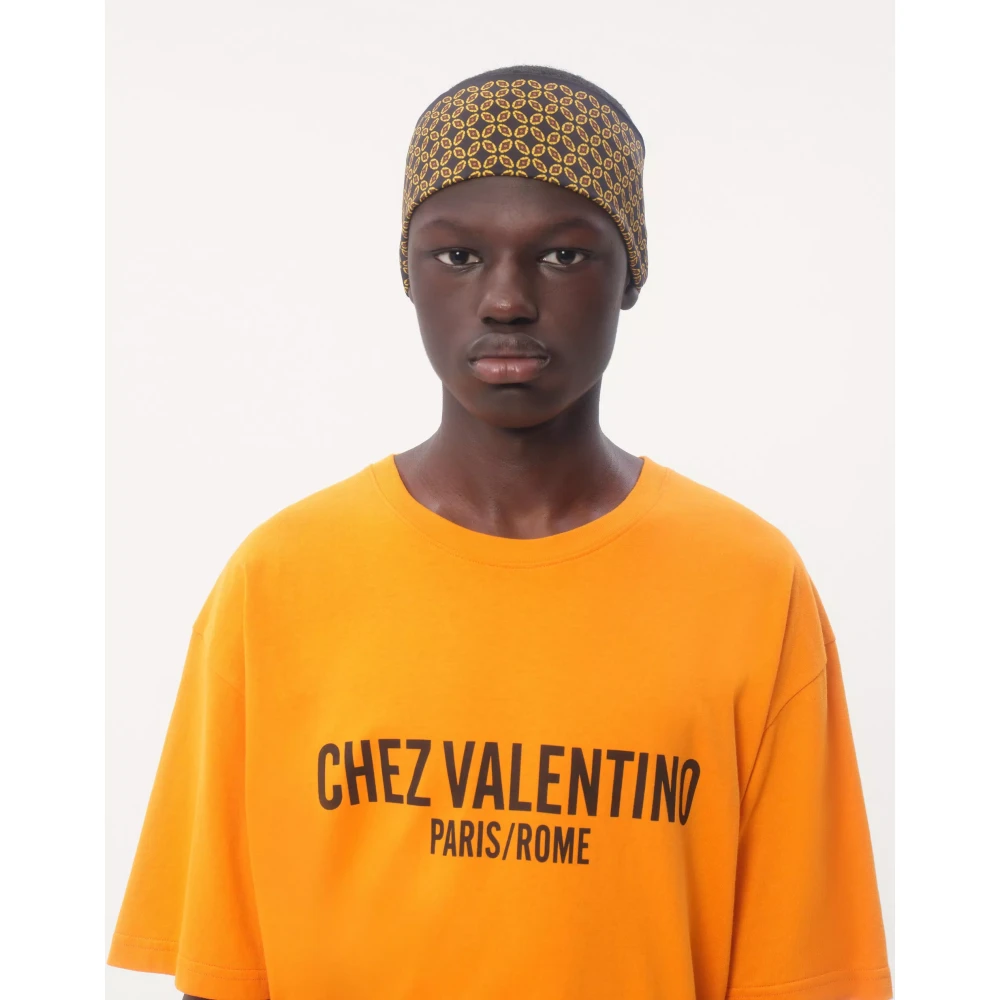 Valentino Katoenen T-shirt met Chez print Orange Heren