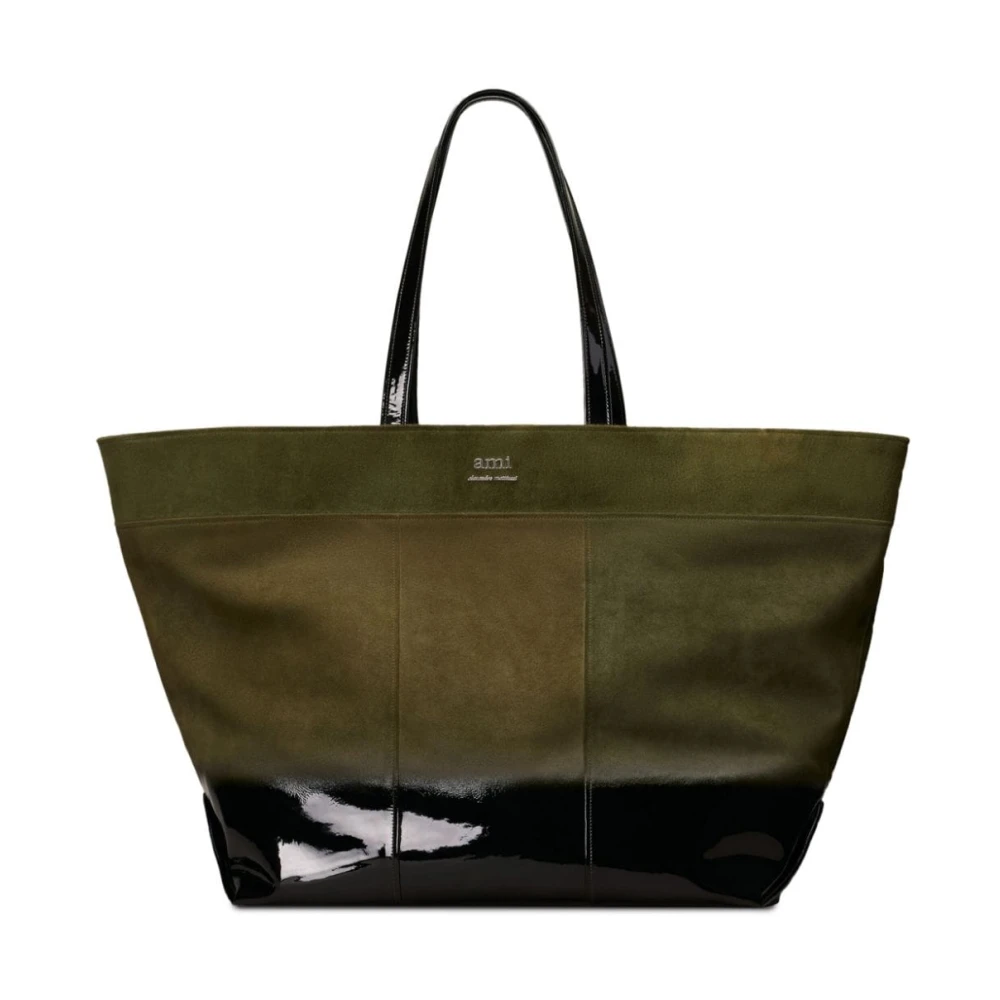 Ami Paris Groene Canvas Panelled Tote Tas Green Dames