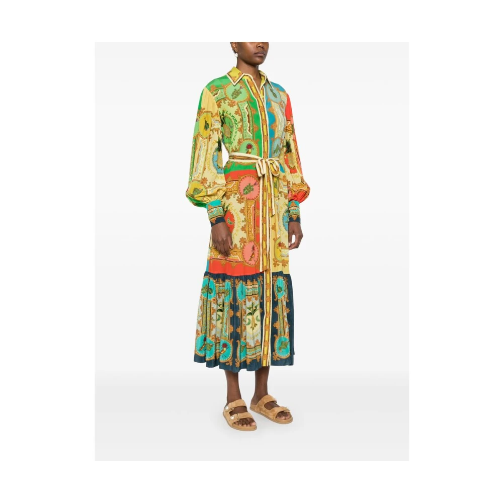 Alemais Groene Zijden Grafische Print Jurk Multicolor Dames