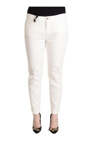 White Cotton Skinny Denim Women Pretty Jeans
