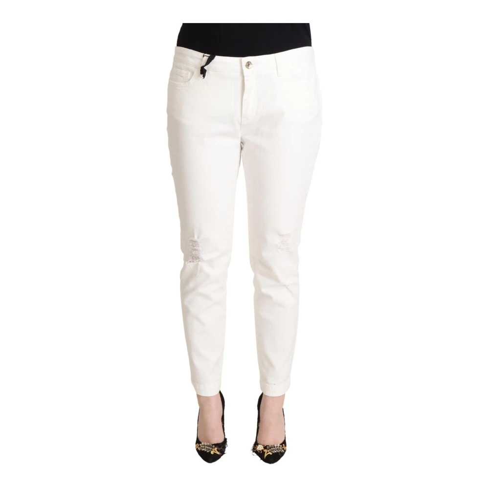 Dolce & Gabbana Vita Bomull Skinny Denim Kvinnor Snygga Jeans White, Dam
