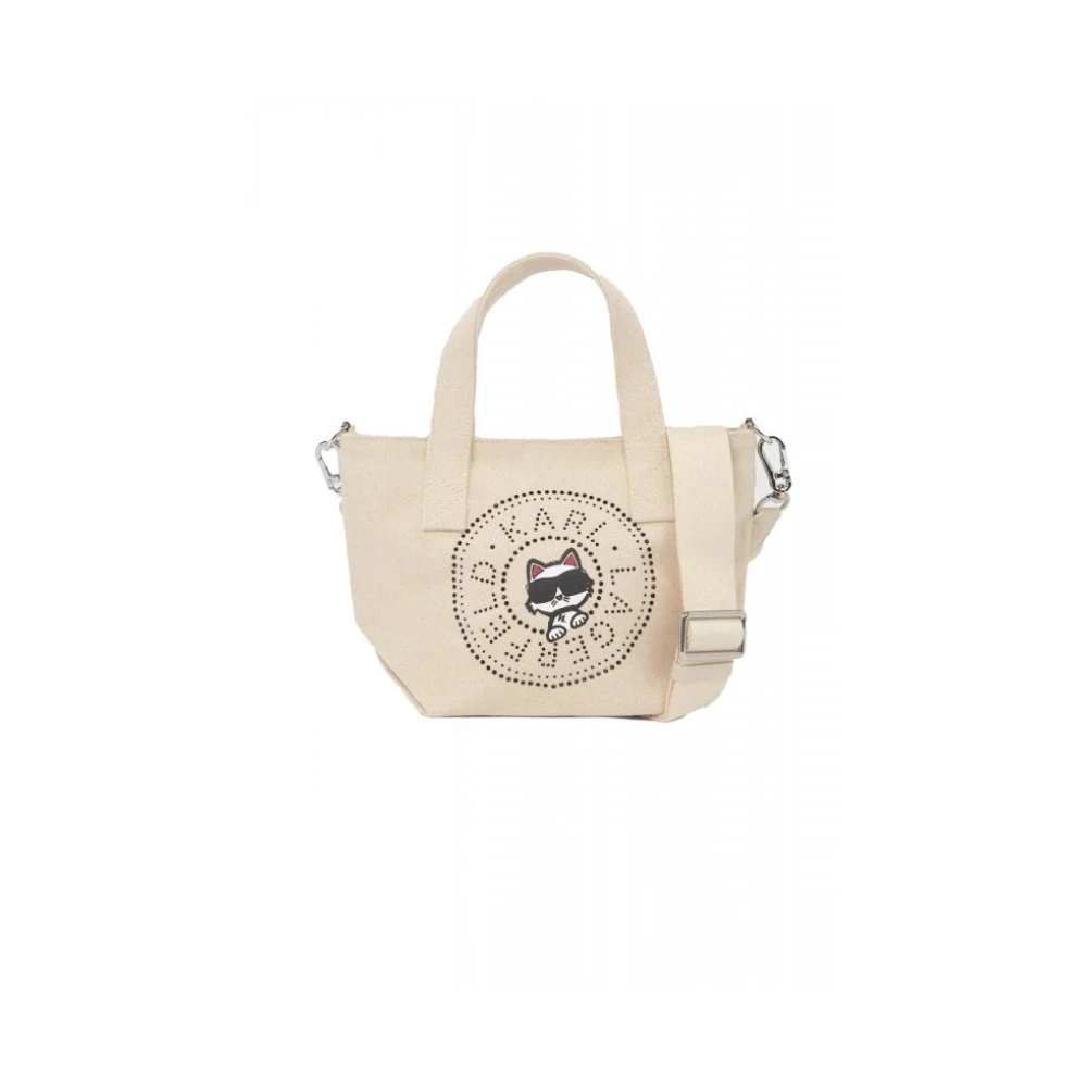 Karl Lagerfeld Beige Ikon Choupette Pin Square Tote Bag - Female - Handbags - One Size - Bags
