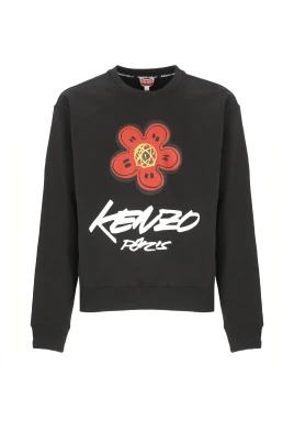 Svart Bomull Crewneck Sweatshirt med Tryck
