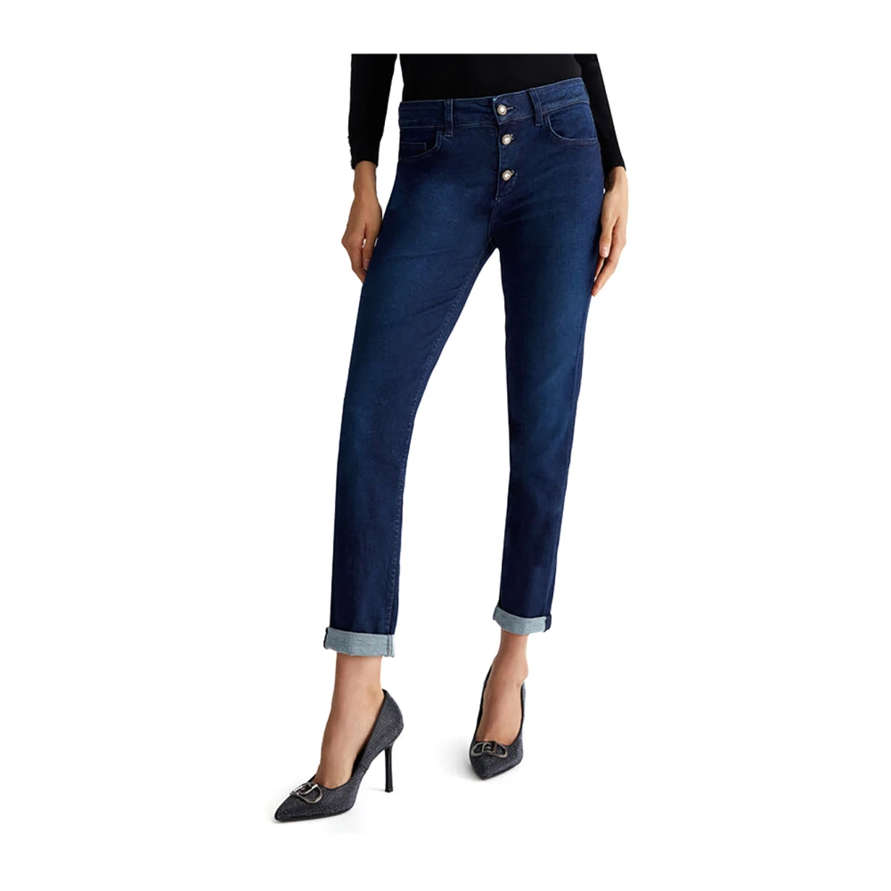 Liu Jo Blauwe Skinny Denim Jeans Bottom Up Blue Dames