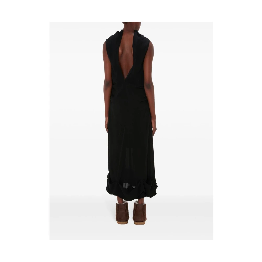 JW Anderson Zwarte Gedrapeerde Hoge Nek Jurk Black Dames
