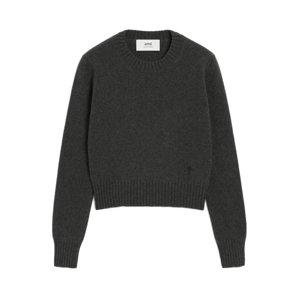 Ami Paris Women's Black Cashmere Knitwear, M, Ami De Coeur Crewneck Jumper