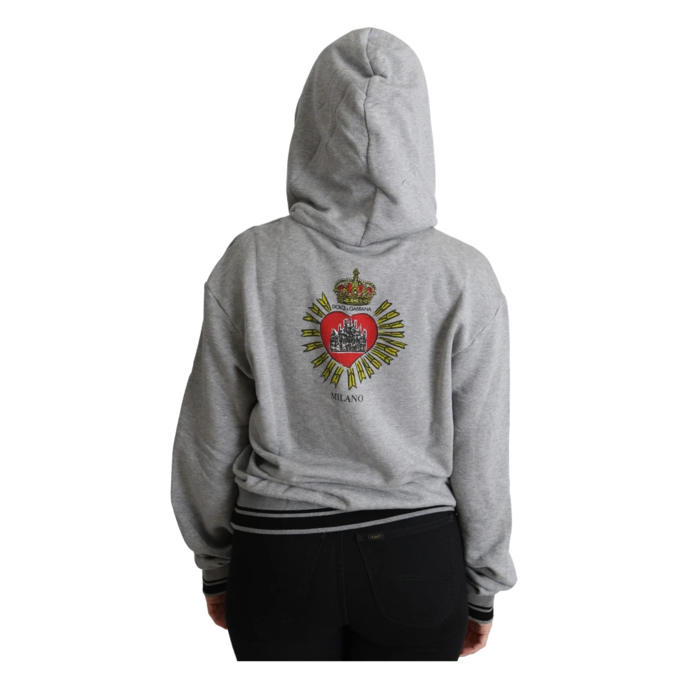 Dolce & Gabbana Luxe Hoodie van Grijs Katoen Gray Dames