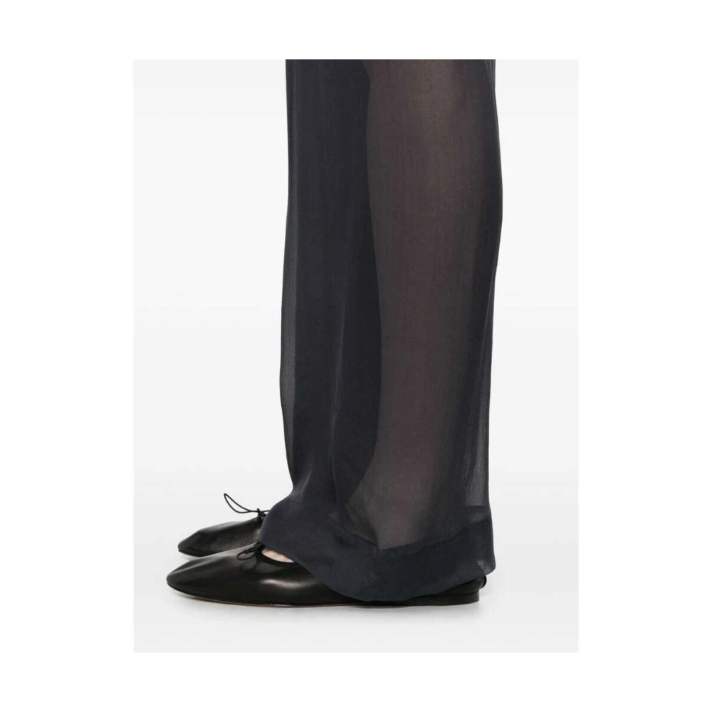 Paloma Wool Bruin Blauw Wol Zijde Geribbelde Broek Blue Dames