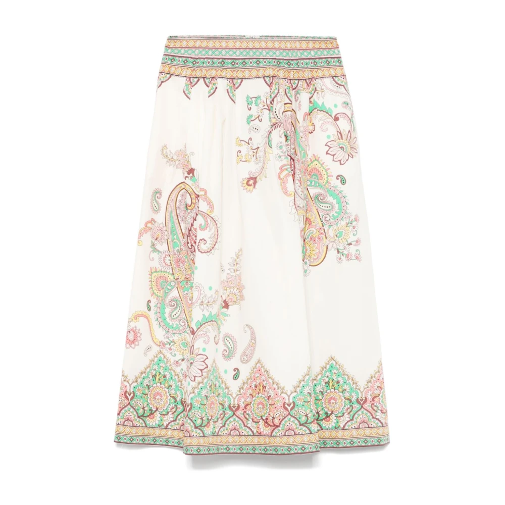 ETRO Witte Midi Rok met Print Multicolor Dames