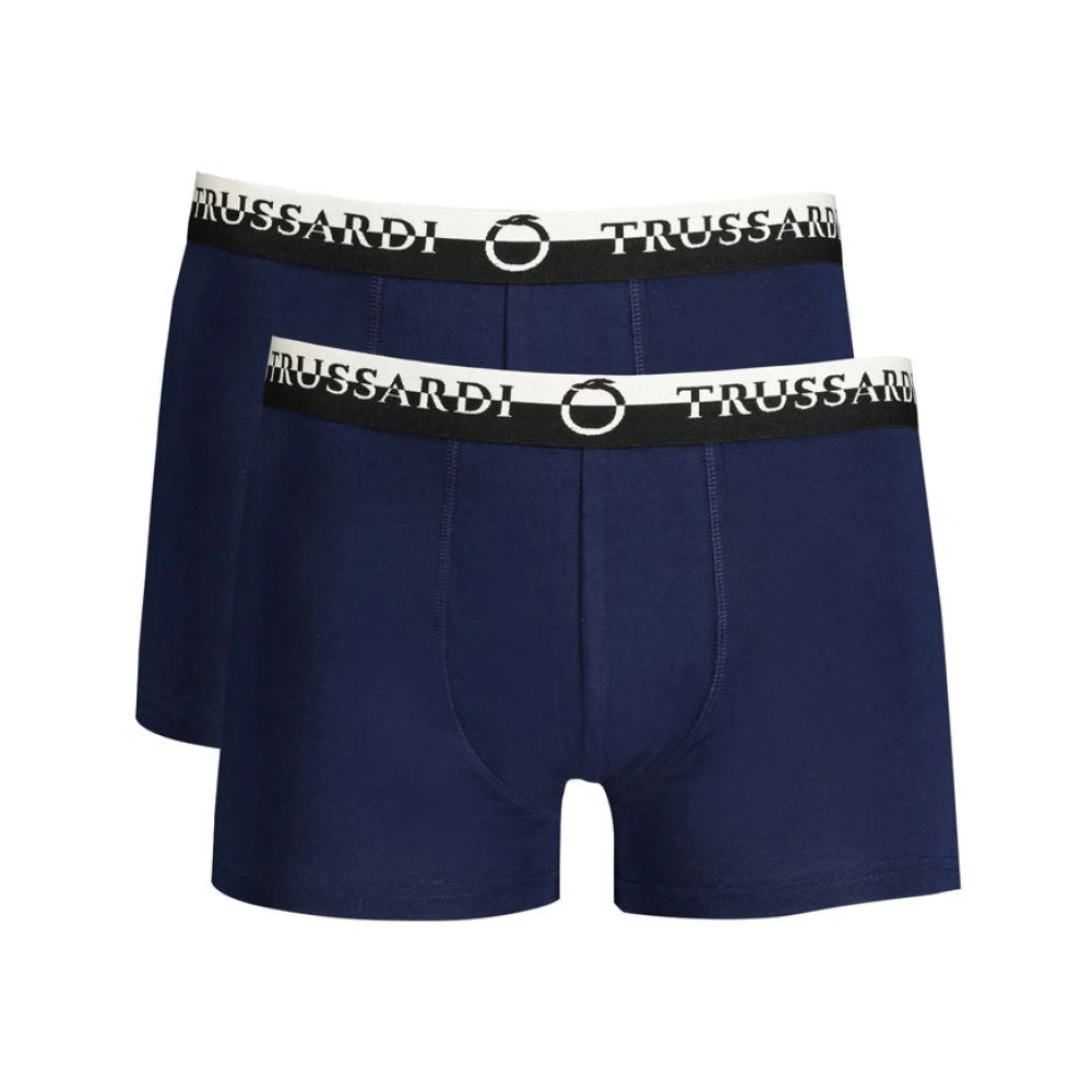 Trussardi Herr Blå Underkläder L, Bomull, Bomull Boxer Briefs Med Logo