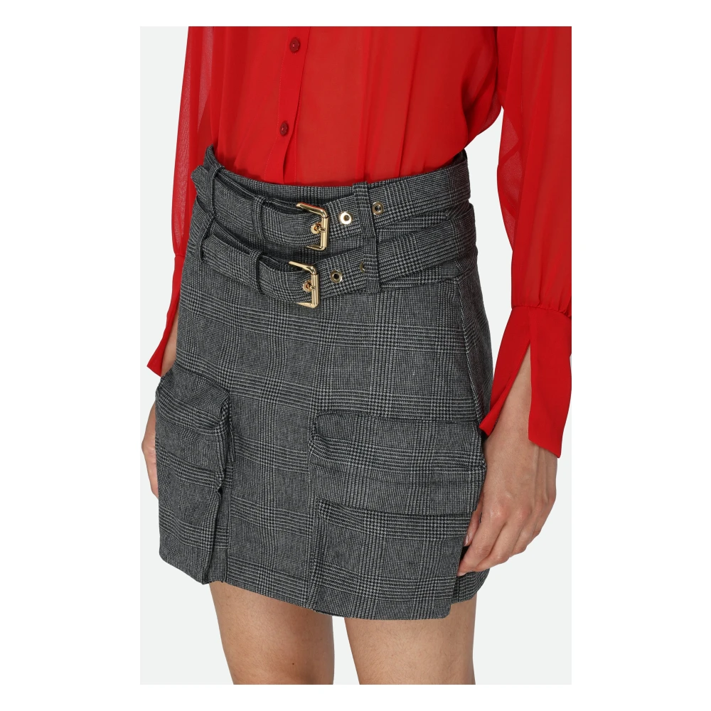pinko Grijze Geruite Rok met Zakken Gray Dames