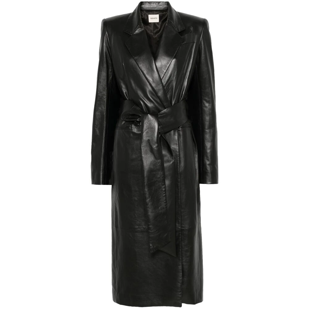 Khaite Zwarte double-breasted jas met inkeping revers Black Dames