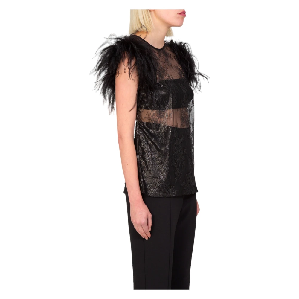 pinko Veren Sheer Top in ZZ0 Black Dames
