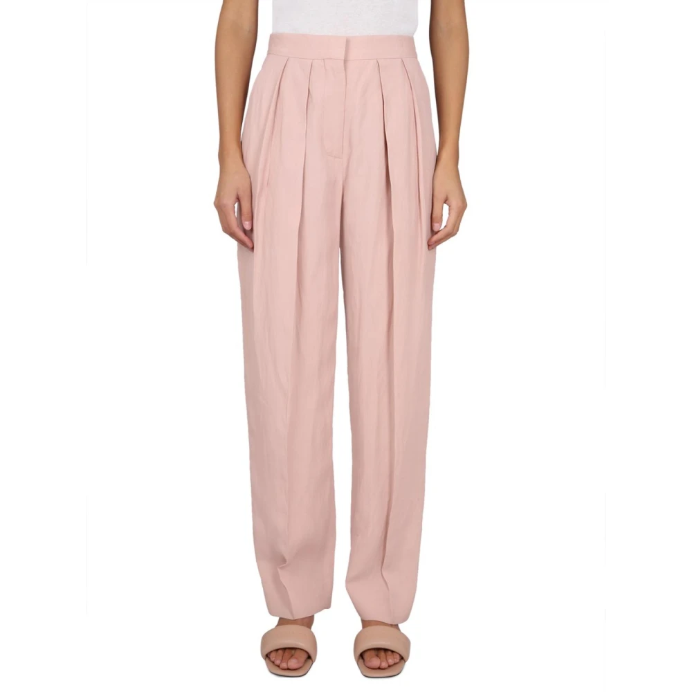 Stella Mccartney Pink Pleated Wide-Leg Trousers - Female - Tapered Trousers - S - Trousers