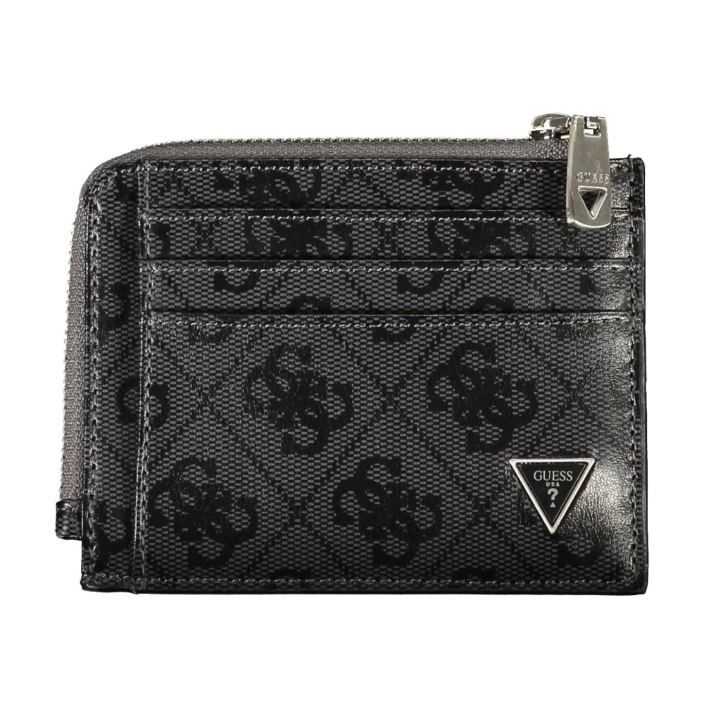 Guess Heren Portemonnee Zwart Rits Sluiting Contrast Details Black Heren