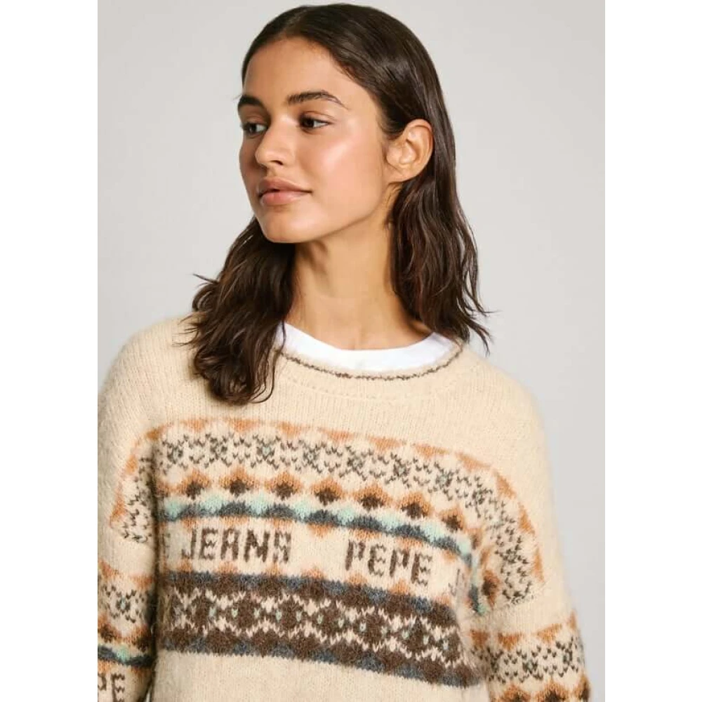 Pepe Jeans Fairisle Jacquard Gebreide Trui Beige Dames