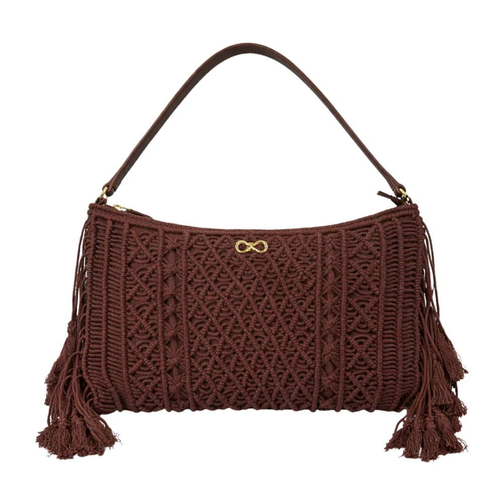 Twinset Women's Brown Macramé Shoulder Bag