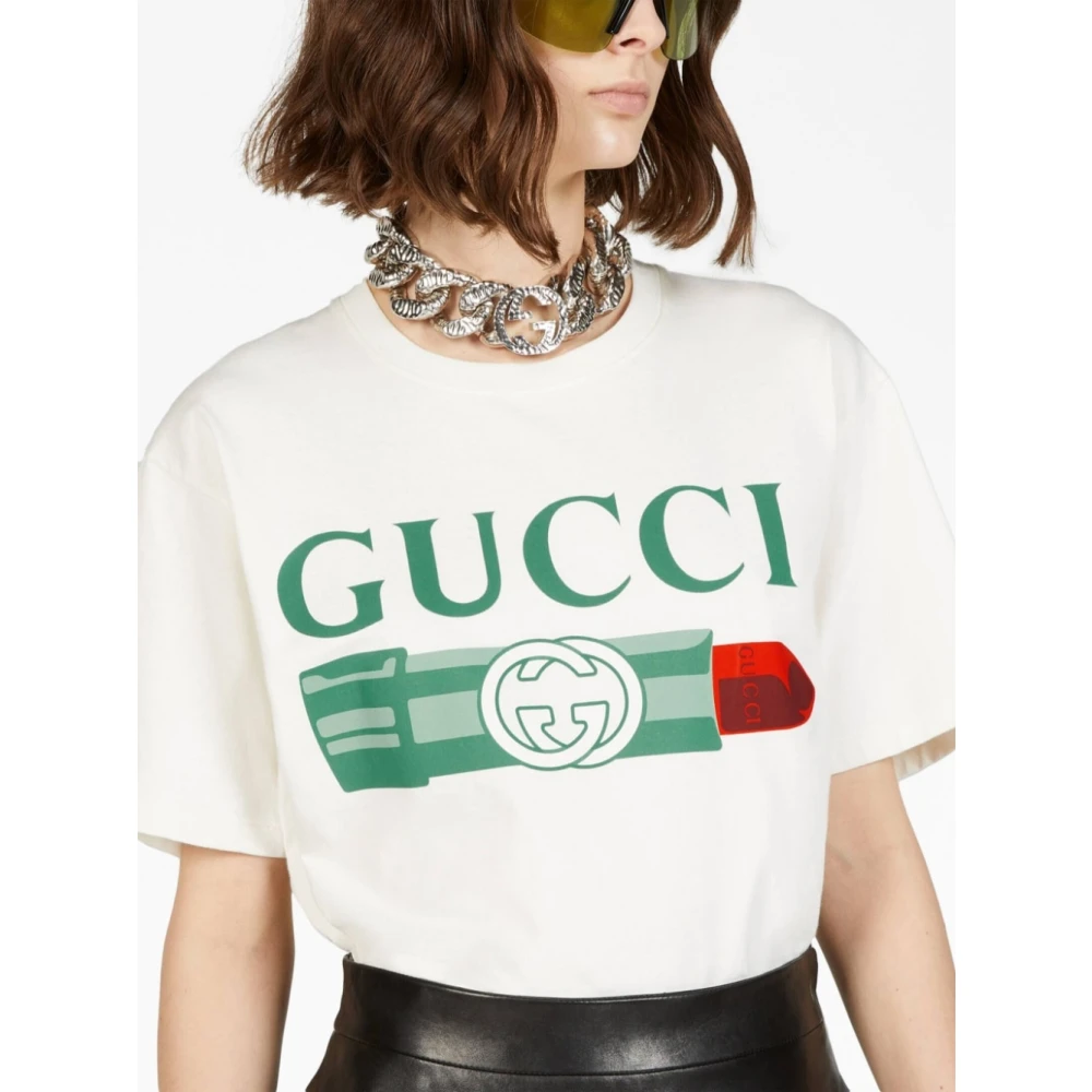 Gucci Grafisch Logo Oversize T-shirt White Dames