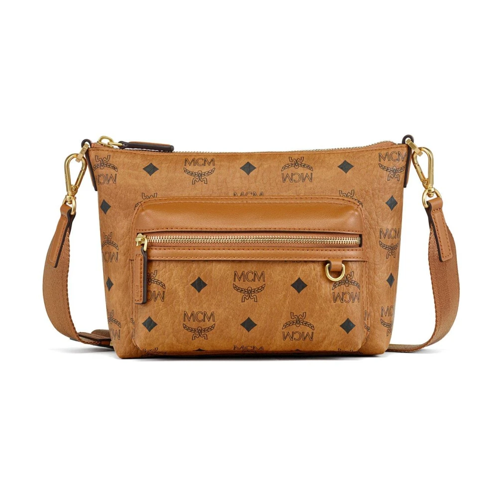 MCM Aren Schoudertas in Visetos Brown Dames
