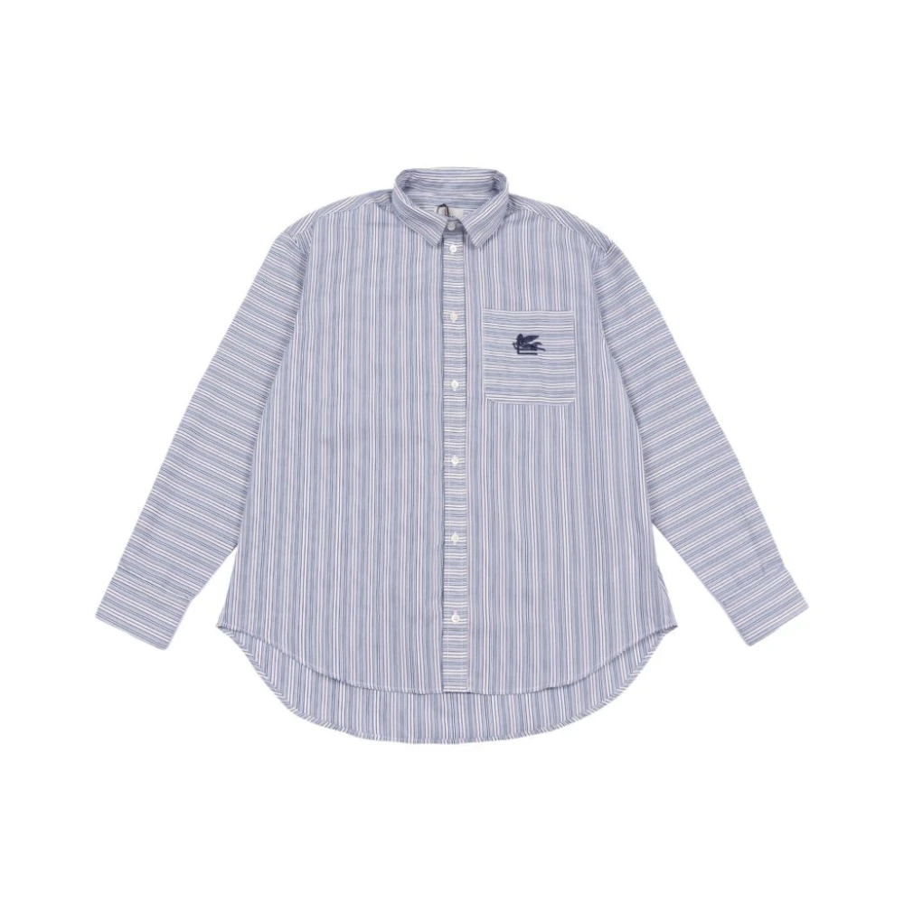 Etro Boys Blue Kids Shirts, 8 Y, Striped Cotton Shirt