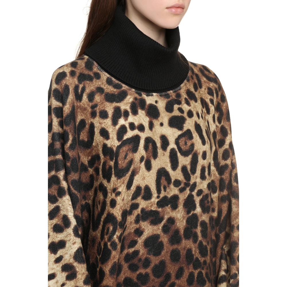 Dolce & Gabbana Dierenprint Kasjmier Wol Poncho Multicolor Dames