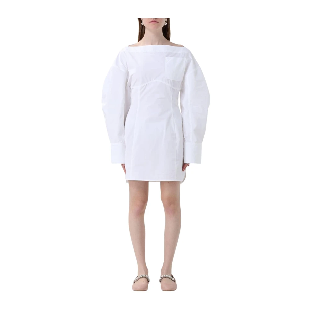 Elegant White Mini Dress Puff Sleeves - Jacquemus - Modalova