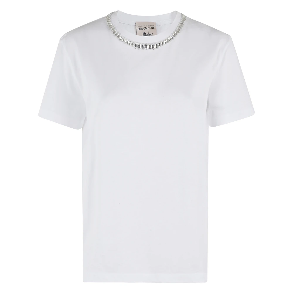 Semicouture Casual Katoenen T-shirt White Dames
