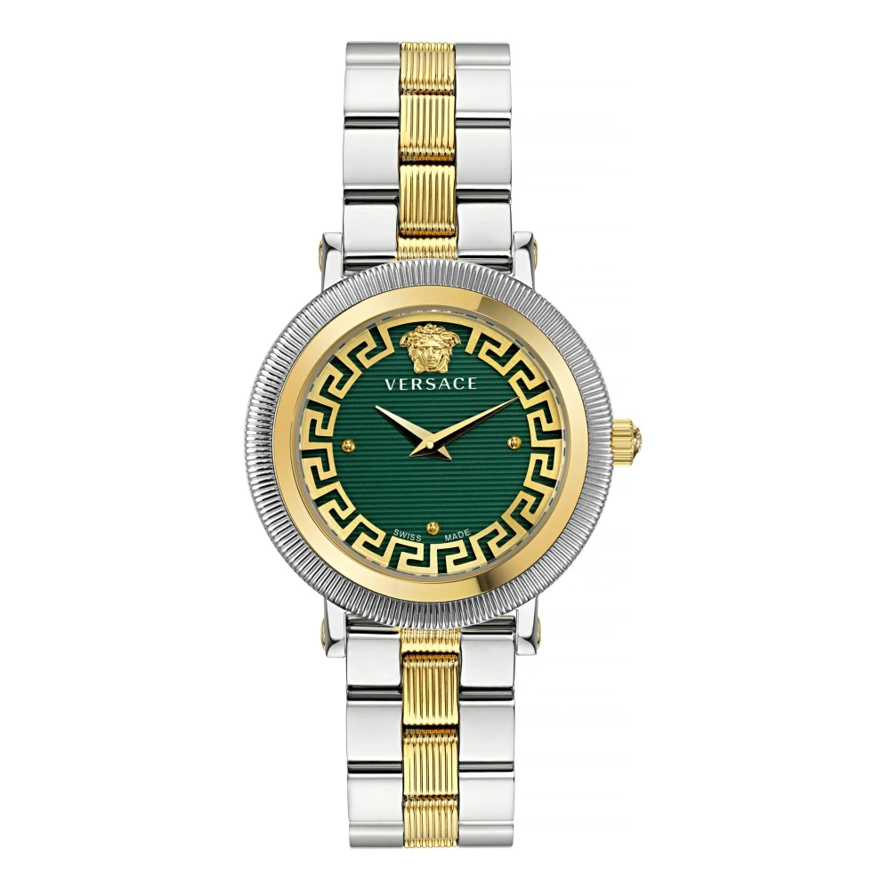 Versace Donna Grigio Orologio Al Quarzo Greca Flourish Ve7f00523 - Orologio Da Bicolore Con Vetro Zaffiro, Swiss Made