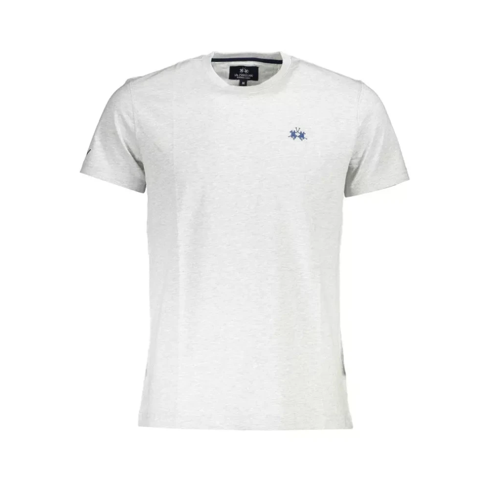 La Martina Men's White Gray Cotton T-Shirt With Embroidery And Print 3XL