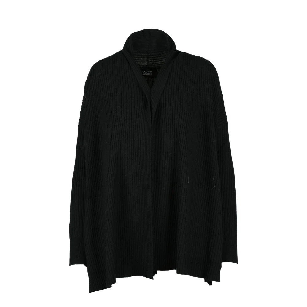 Alpha Studio Zachte Wol Cashmere Vest Black Dames