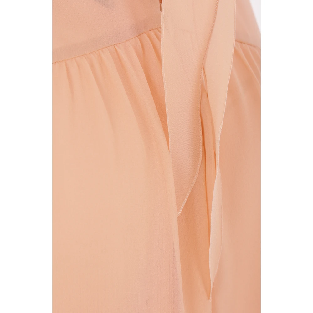Blumarine Perzik Georgette Lange Jurk met 3D Rozen Pink Dames