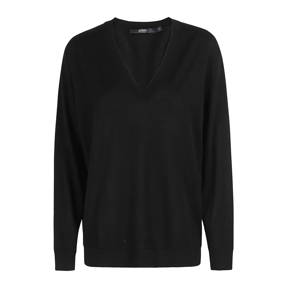 Seventy V-hals top in trendy stijl Black Dames