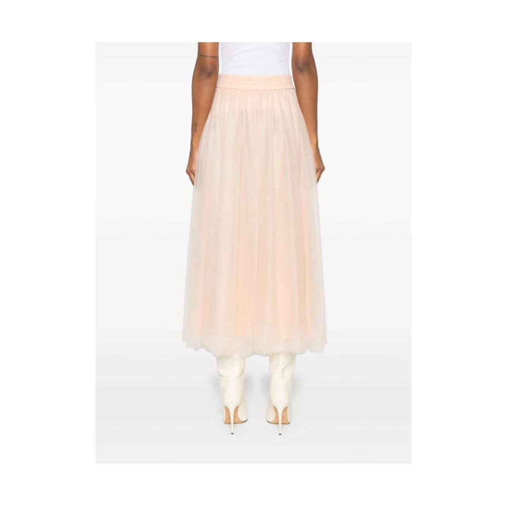 Fabiana Filippi Perzikroze Rok met Elastische Tailleband Pink Dames