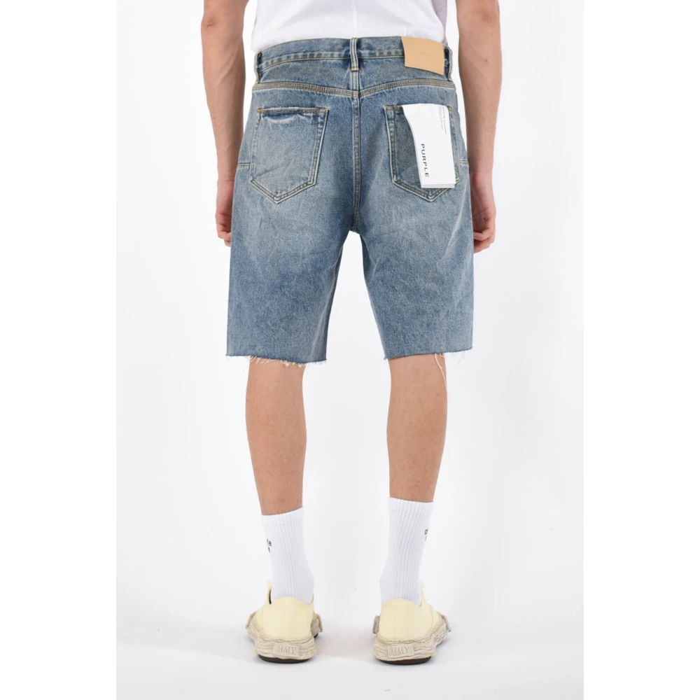 Purple Brand Denim Bermuda Shorts met Raffelige Zoom Blue Heren