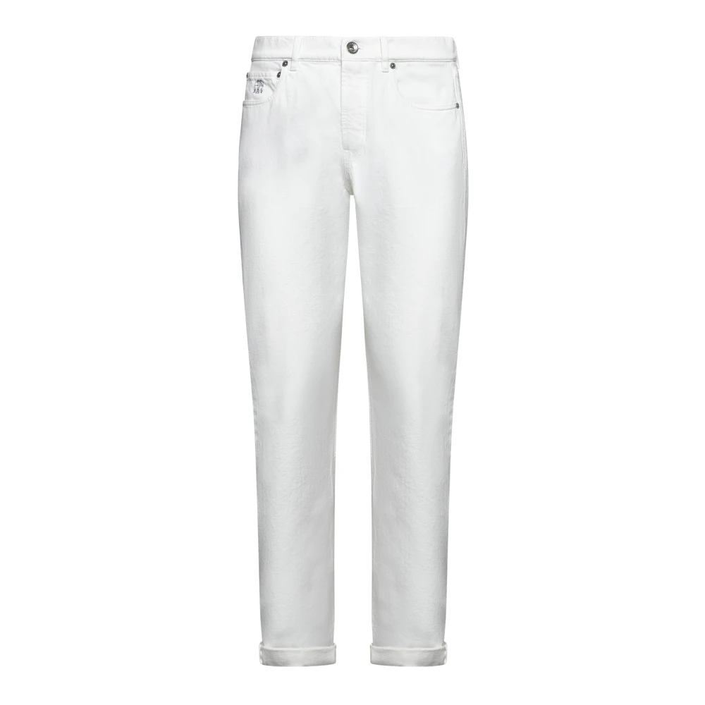 BRUNELLO CUCINELLI Witte Denim Straight-Leg Jeans White Heren