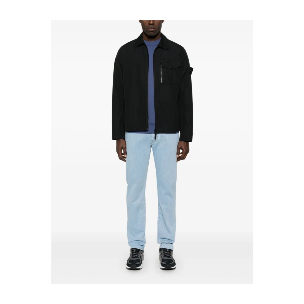 Stone Island Blauwe Crew Neck Raglan Sweater Blue Heren
