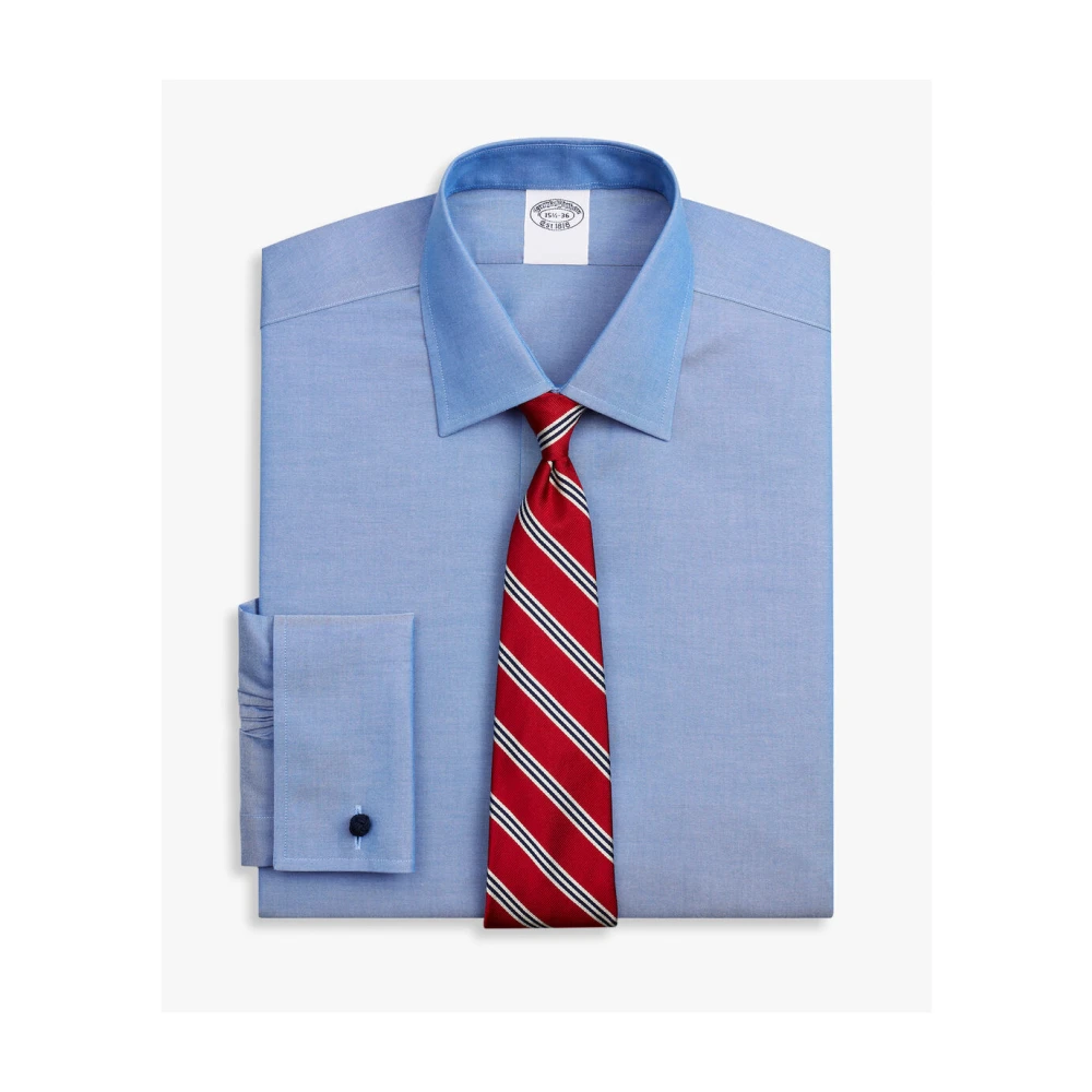 Brooks Brothers Regular Fit Non-Iron Stretch Supima Katoenen Pinpoint Oxford Overhemd met Ainsley Kraag Blue Heren