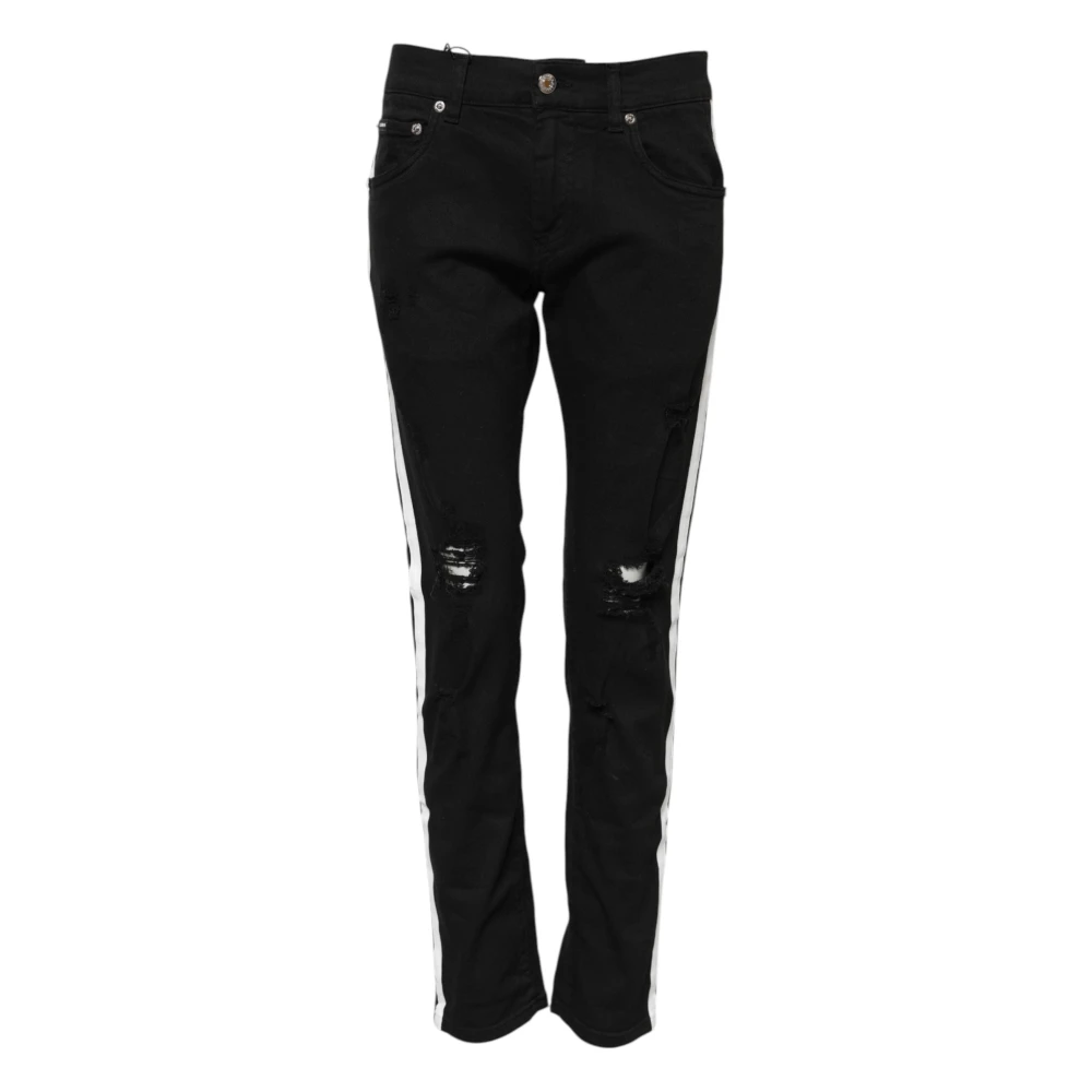Dolce & Gabbana Women's Black Tattered Skinny Denim Jeans - Slim Fit Jeans - Xs - Jeans