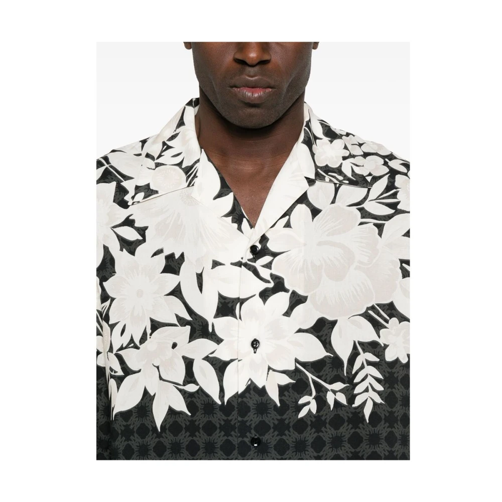 Amiri Zwarte Monogram Patroon Korte Mouw Shirt Black Heren