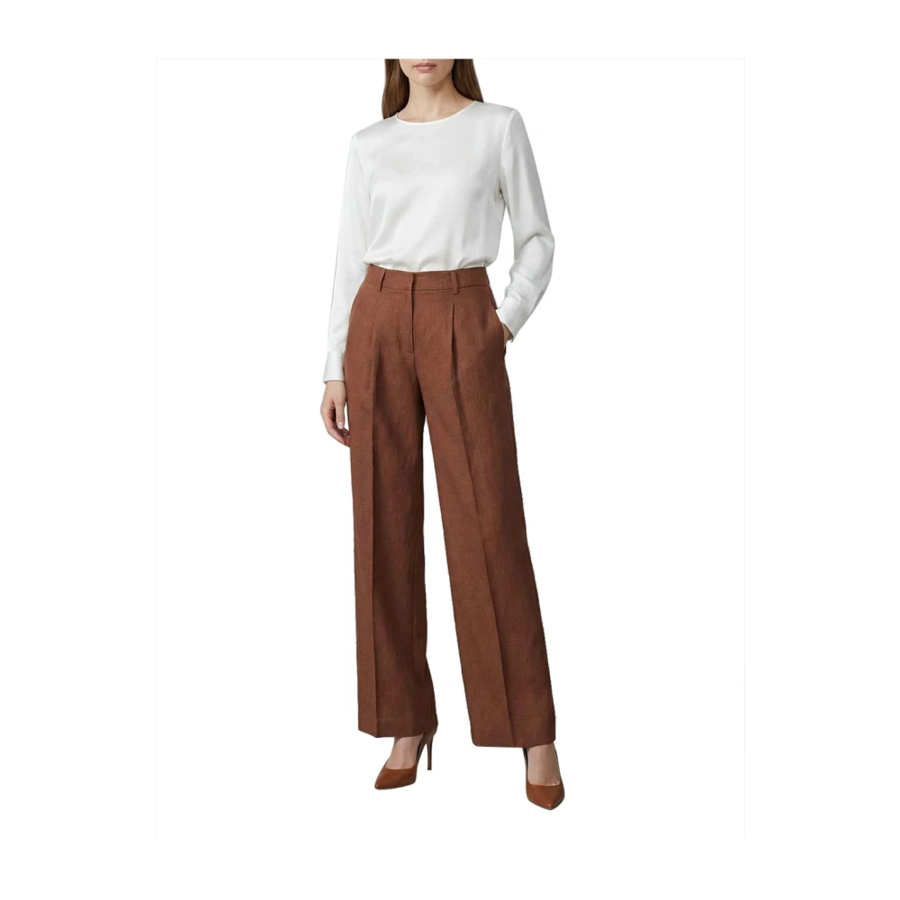 Gaëlle Paris Women's Brown Wide Trousers, S, Gaelle Straight Trousers
