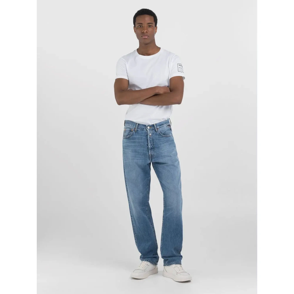 Replay Straight Cut Denim Jeans Blue Heren