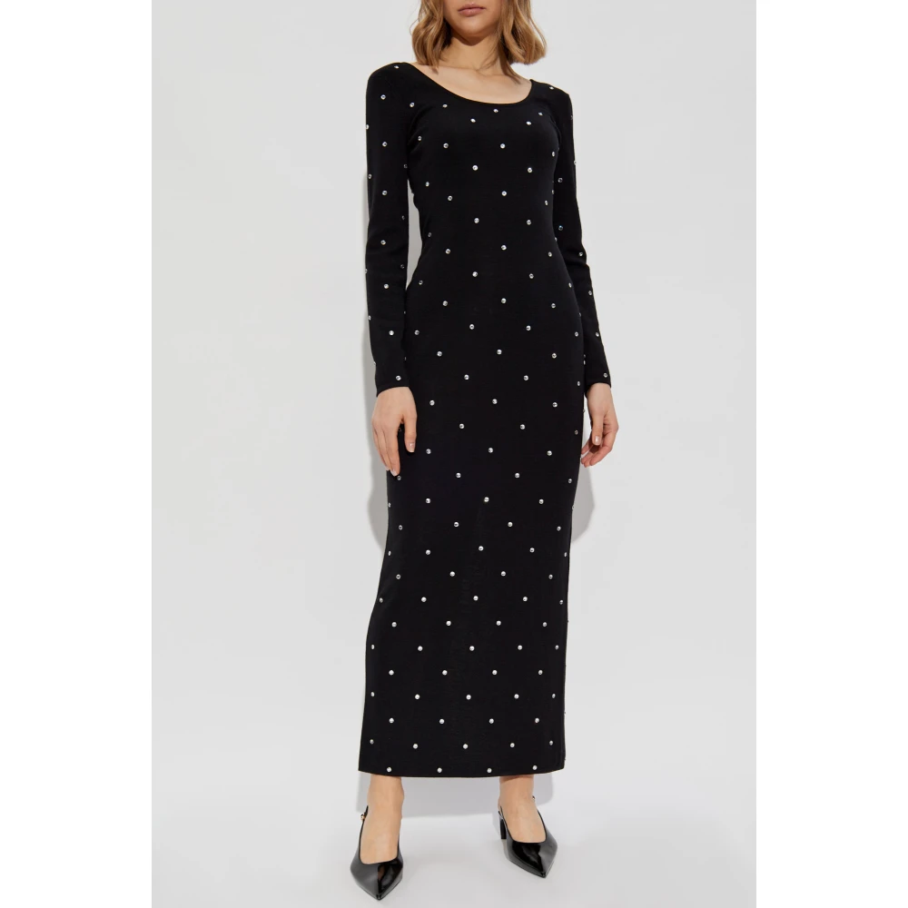 Versace Jurk met glinsterende applicaties Black Dames