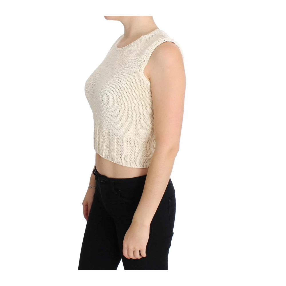 Pink Memories Beige Gebreid Vest Trui Beige Dames