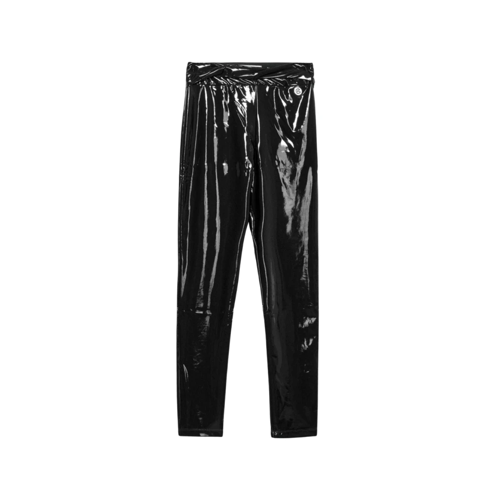 Gaëlle Paris Black Slim-Fit Trousers, Female, Xs, Vinyl Trousers,