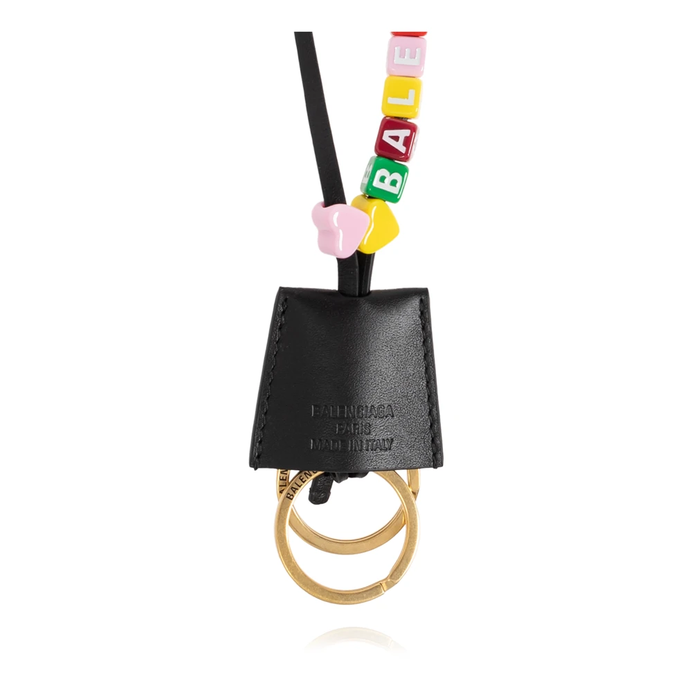 Balenciaga Leren label met sleutelhanger Black Dames